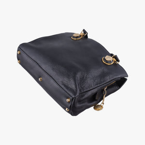 Pre-owned VERSACE Vintage Medusa Medallion Black Leather  shoulderbag | stylenewstar