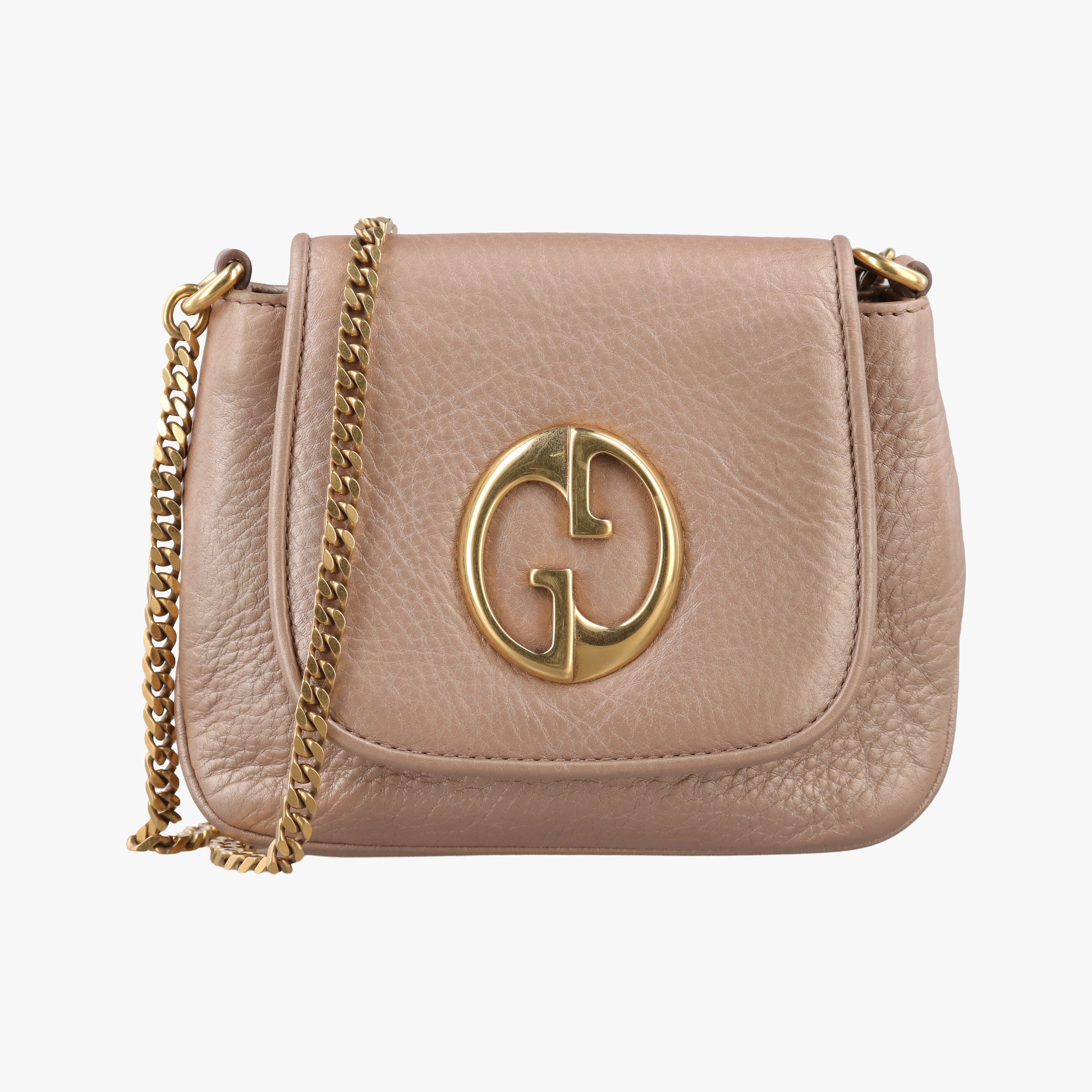 Pre-owned Gucci 1973 Double G Golden-pink Leather 251821 shoulderbag | stylenewstar