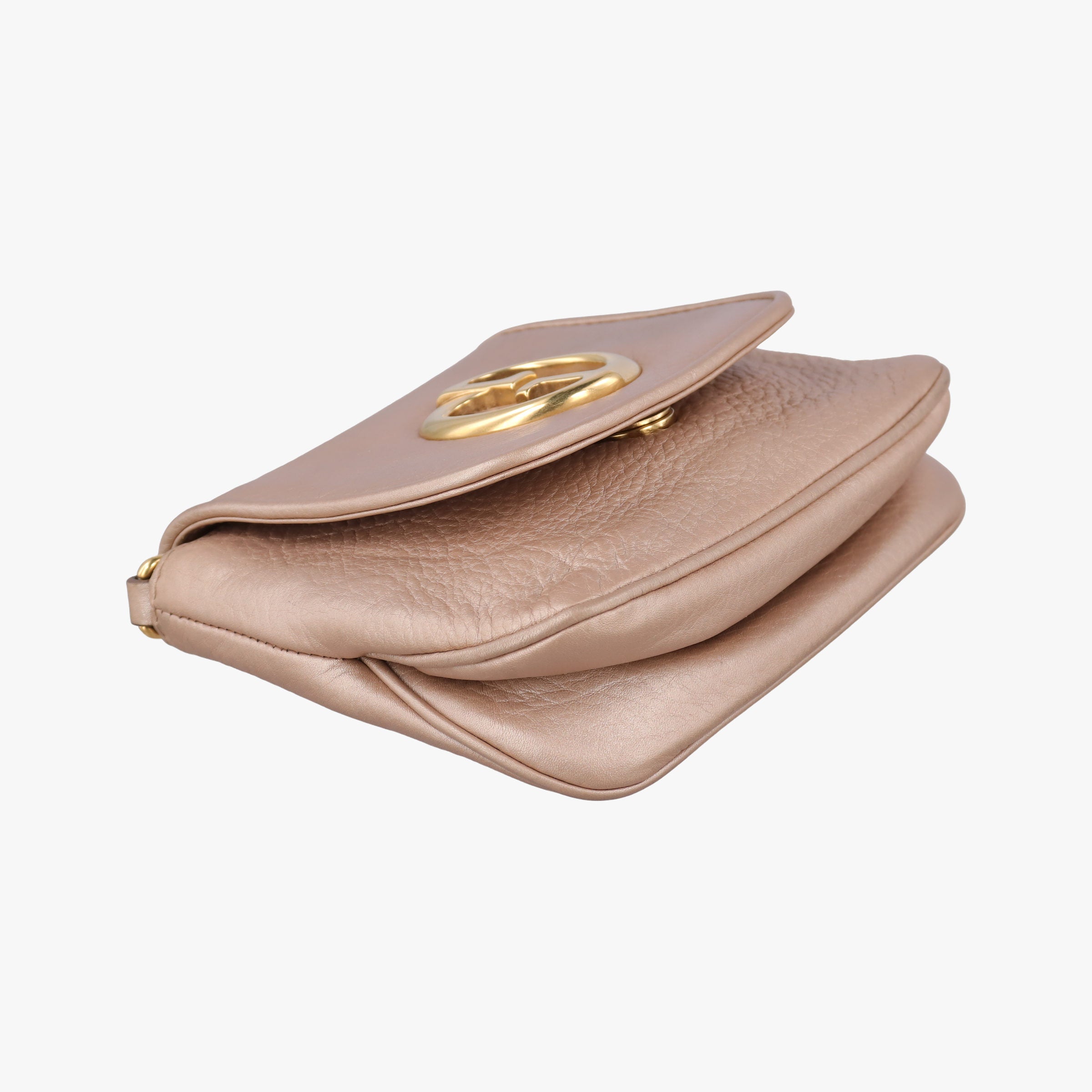 Pre-owned Gucci 1973 Double G Golden-pink Leather 251821 shoulderbag | stylenewstar