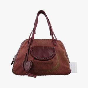 Secondhand Christian Dior Ethnic Braided Tote burgundy×Multicolour canvas×leather  handbag | stylenewstar