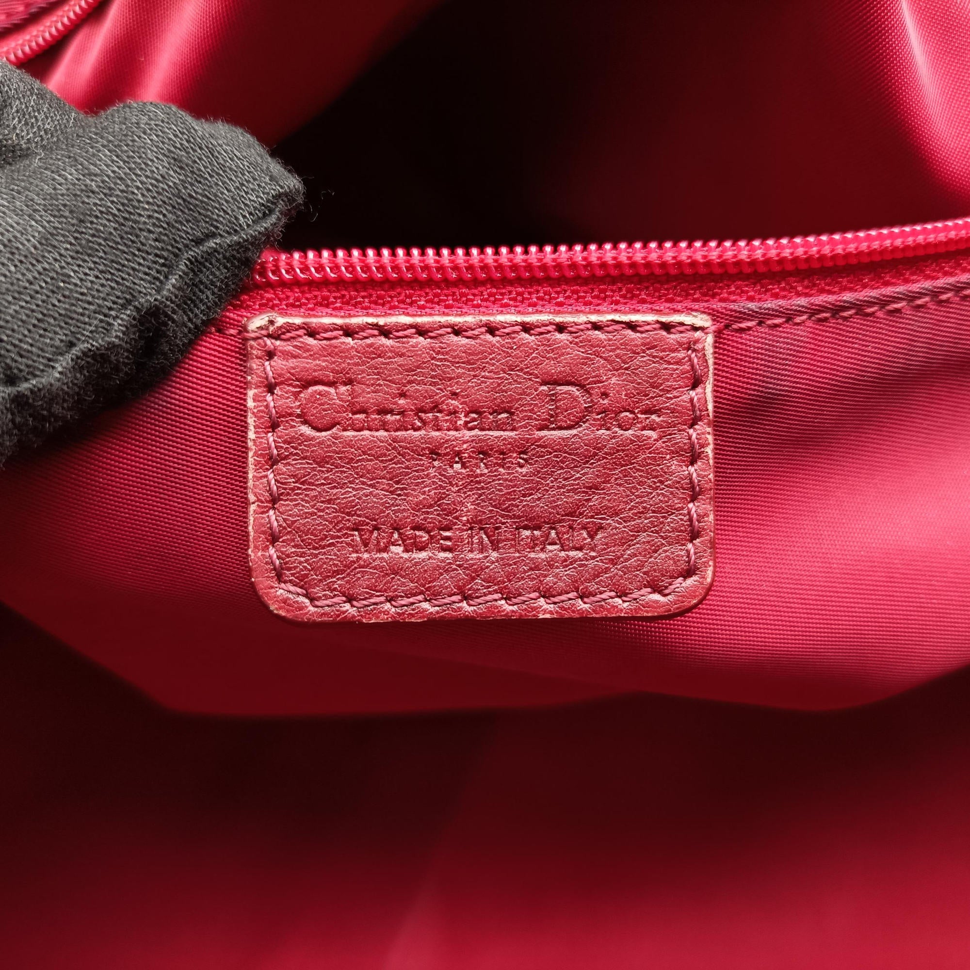 Secondhand Christian Dior Ethnic Braided Tote burgundy×Multicolour canvas×leather  handbag | stylenewstar