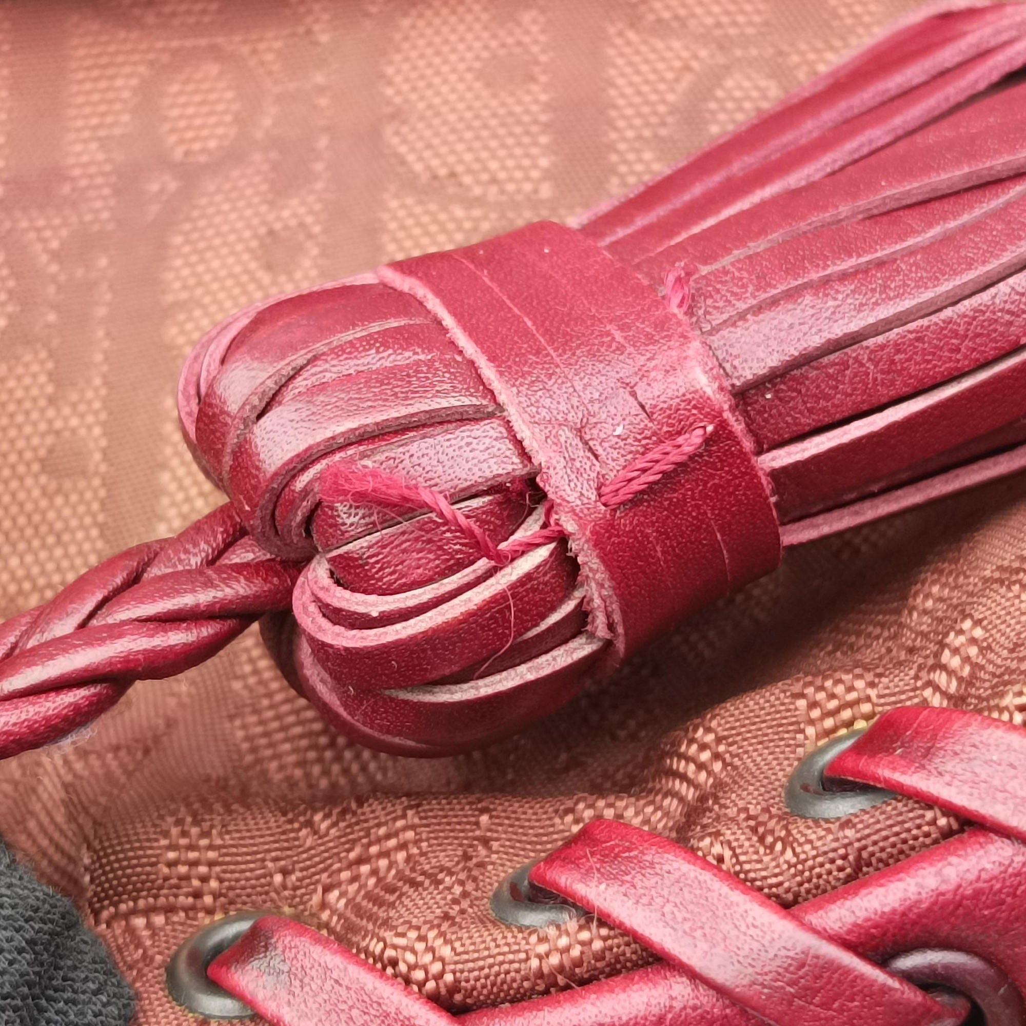 Secondhand Christian Dior Ethnic Braided Tote burgundy×Multicolour canvas×leather  handbag | stylenewstar