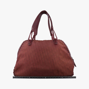 Secondhand Christian Dior Ethnic Braided Tote burgundy×Multicolour canvas×leather  handbag | stylenewstar