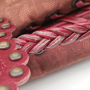 Secondhand Christian Dior Ethnic Braided Tote burgundy×Multicolour canvas×leather  handbag | stylenewstar
