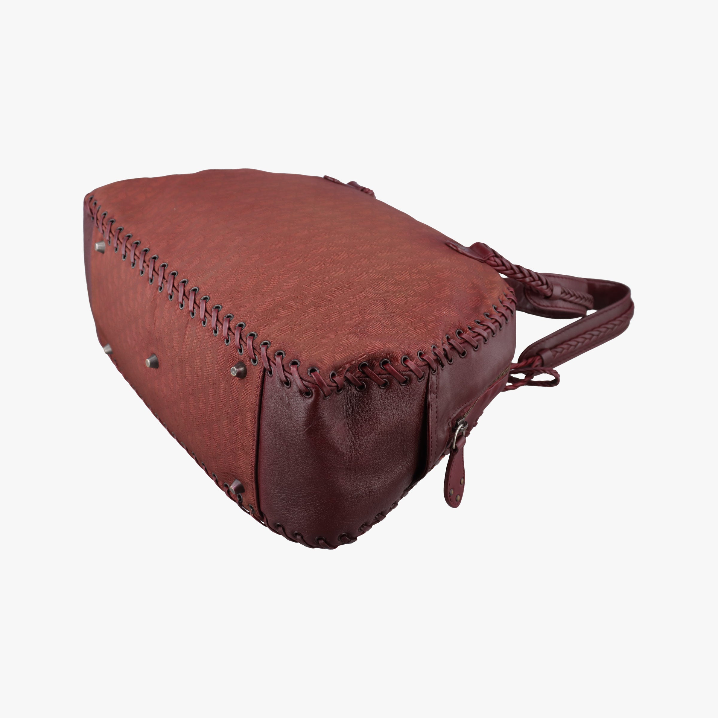 Secondhand Christian Dior Ethnic Braided Tote burgundy×Multicolour canvas×leather  handbag | stylenewstar