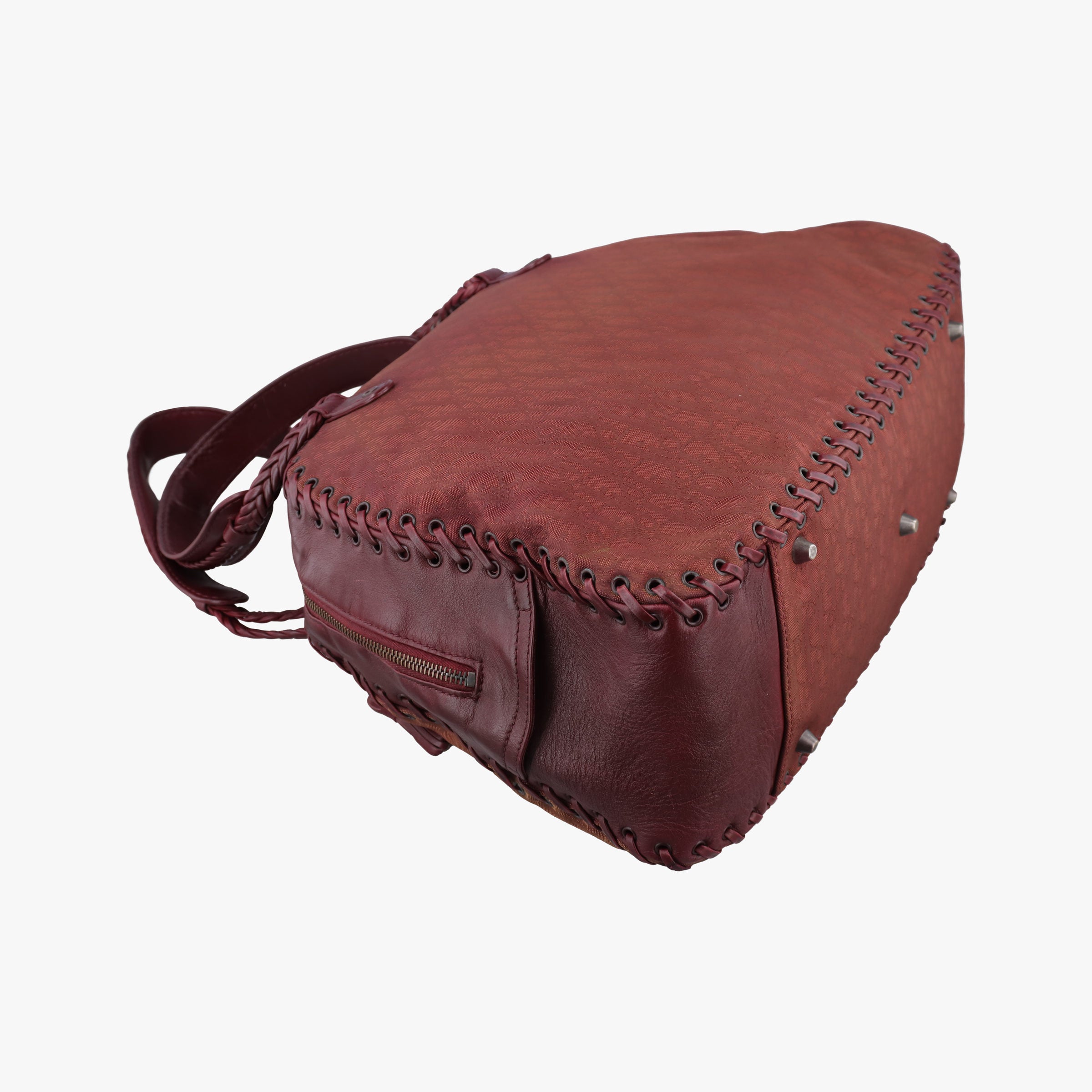 Secondhand Christian Dior Ethnic Braided Tote burgundy×Multicolour canvas×leather  handbag | stylenewstar