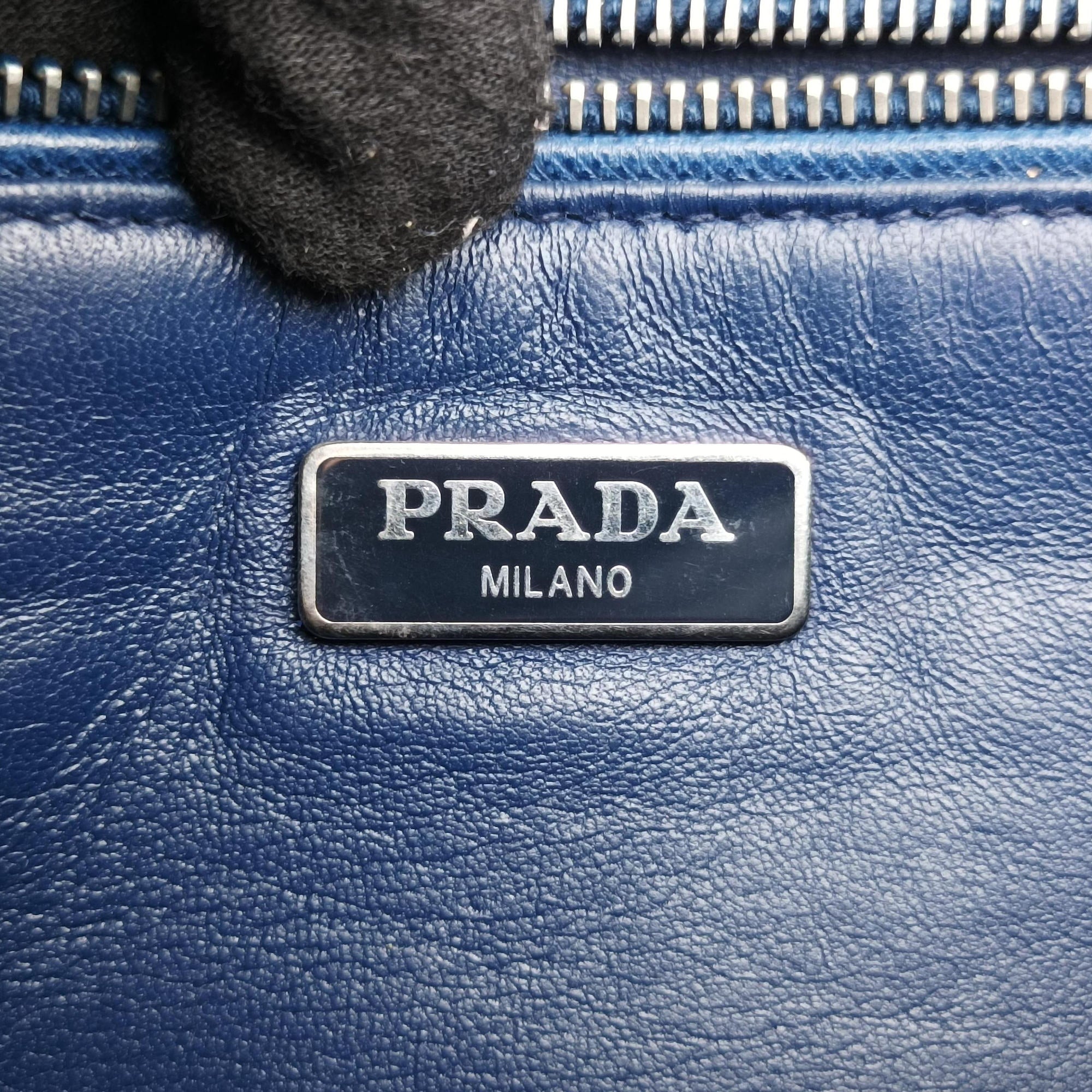 Pre-owned Prada Sound Lock Blue SAFFIANO Leather  shoulderbag | stylenewstar