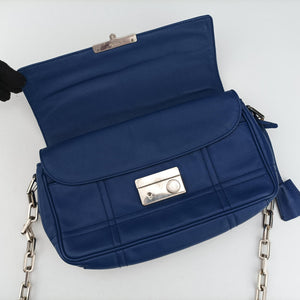 Pre-owned Prada Sound Lock Blue SAFFIANO Leather  shoulderbag | stylenewstar