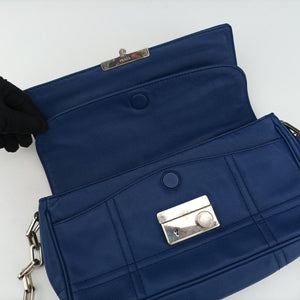 Pre-owned Prada Sound Lock Blue SAFFIANO Leather  shoulderbag | stylenewstar