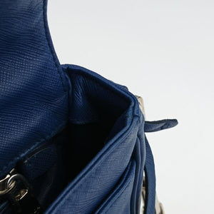 Pre-owned Prada Sound Lock Blue SAFFIANO Leather  shoulderbag | stylenewstar
