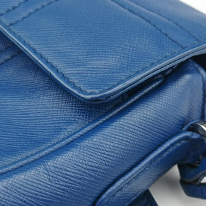 Pre-owned Prada Sound Lock Blue SAFFIANO Leather  shoulderbag | stylenewstar