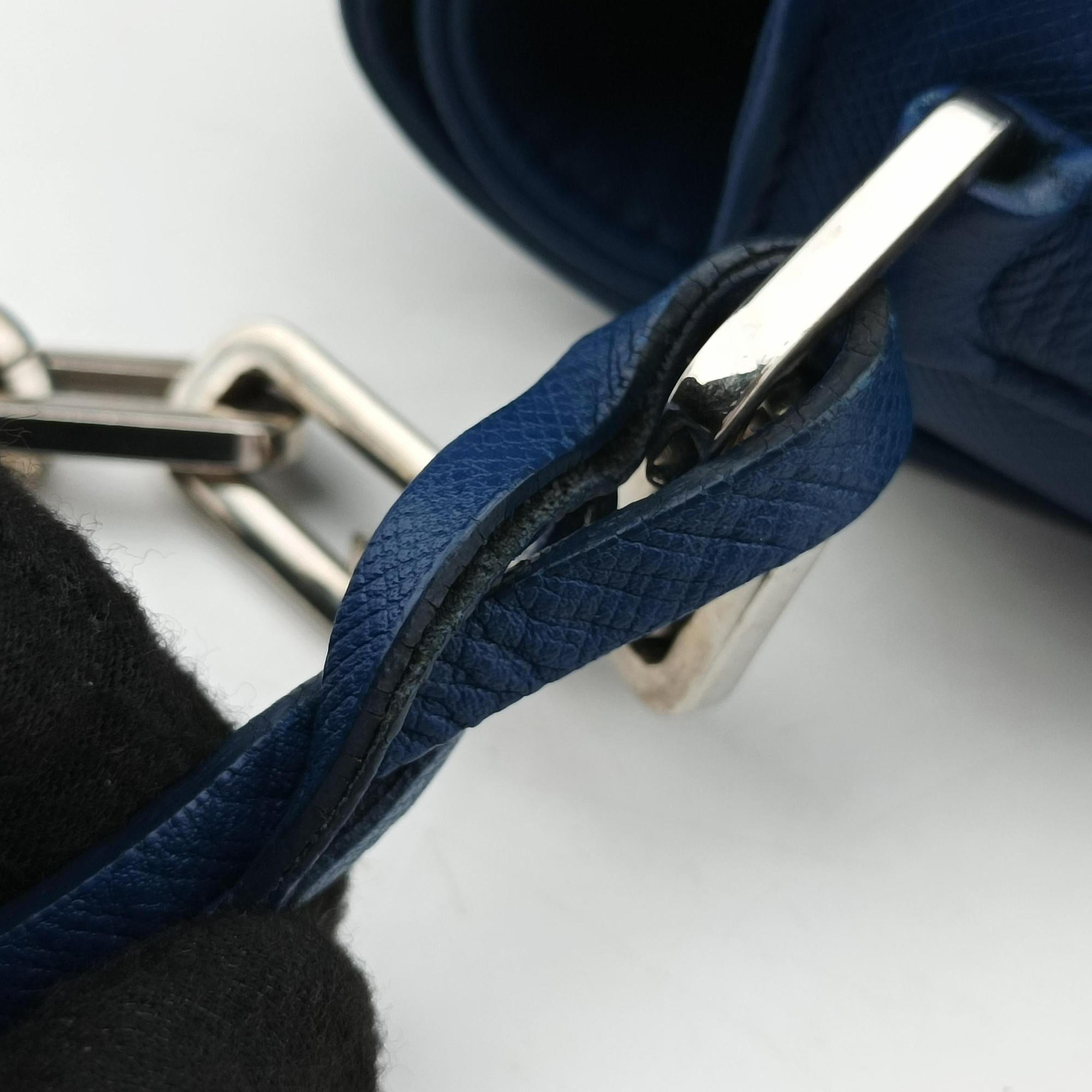 Pre-owned Prada Sound Lock Blue SAFFIANO Leather  shoulderbag | stylenewstar