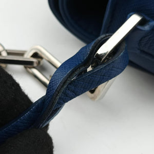 Pre-owned Prada Sound Lock Blue SAFFIANO Leather  shoulderbag | stylenewstar
