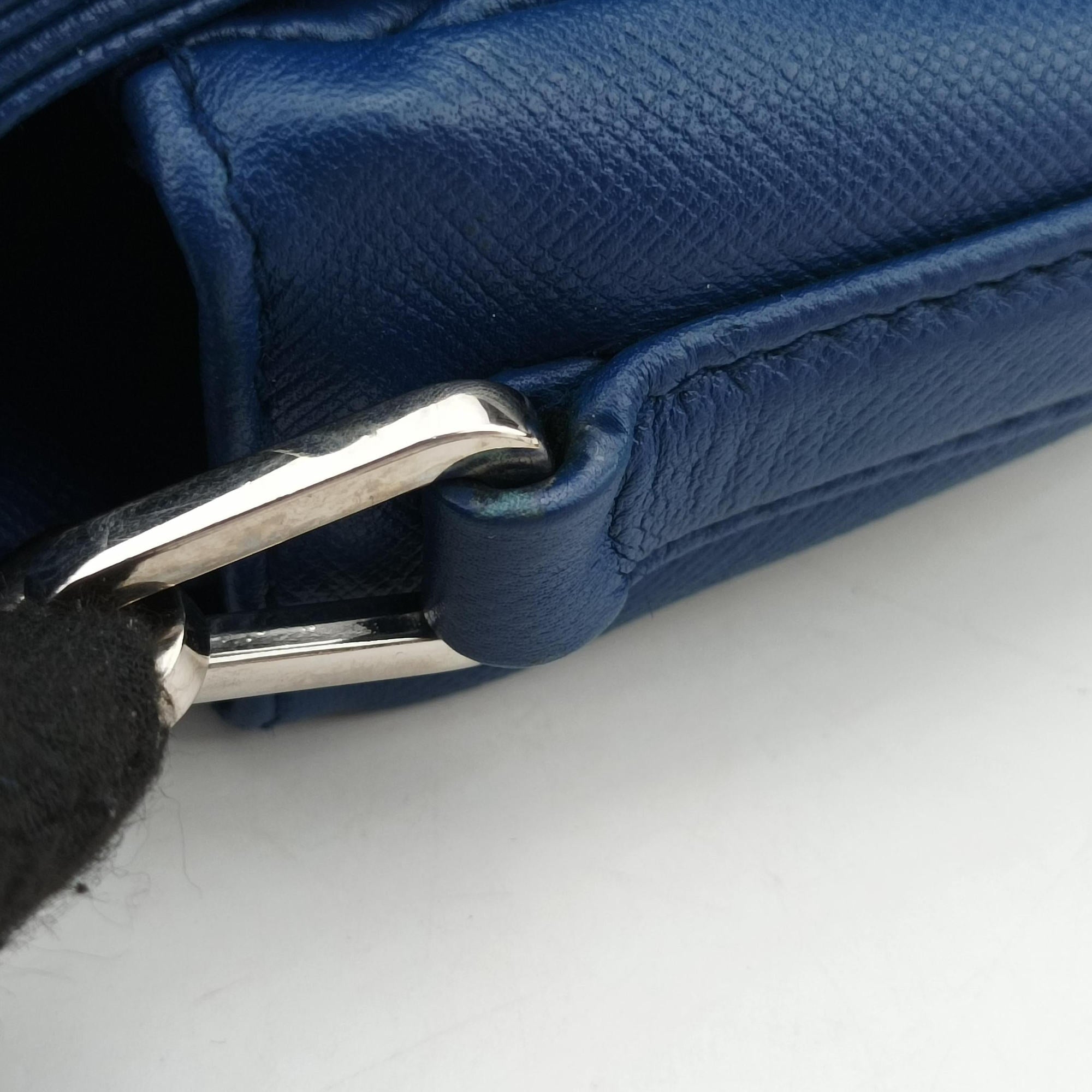 Pre-owned Prada Sound Lock Blue SAFFIANO Leather  shoulderbag | stylenewstar