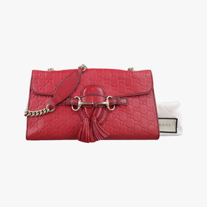 Pre-owned Gucci Emily Red Leather 295402 shoulderbag | stylenewstar