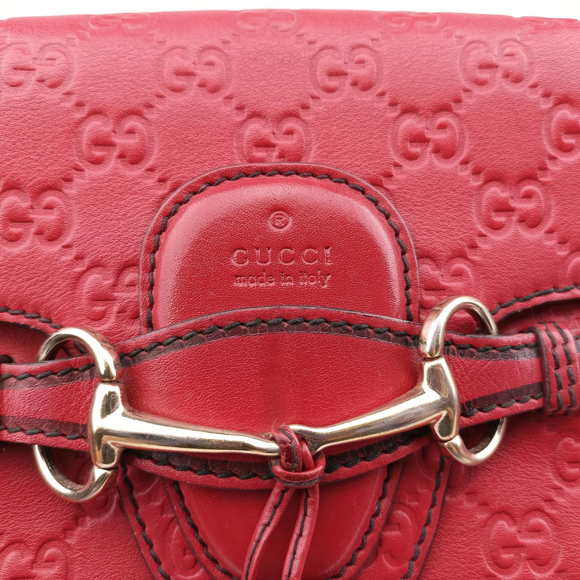 Pre-owned Gucci Emily Red Leather 295402 shoulderbag | stylenewstar