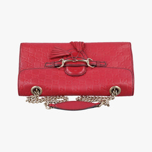 Pre-owned Gucci Emily Red Leather 295402 shoulderbag | stylenewstar