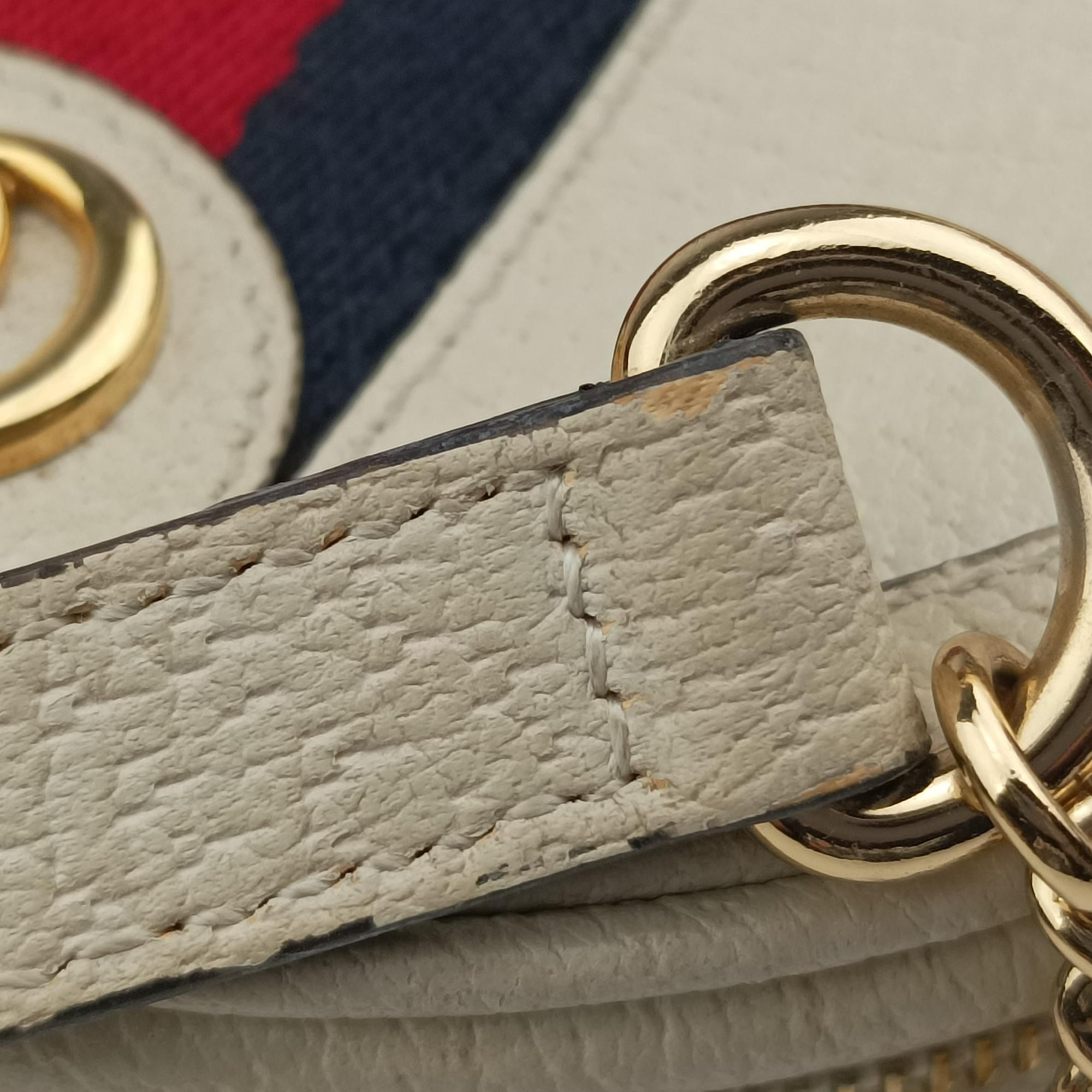 Pre-owned Gucci Ophidia White×red×navy Leather 598661 backpack/rucksack | stylenewstar