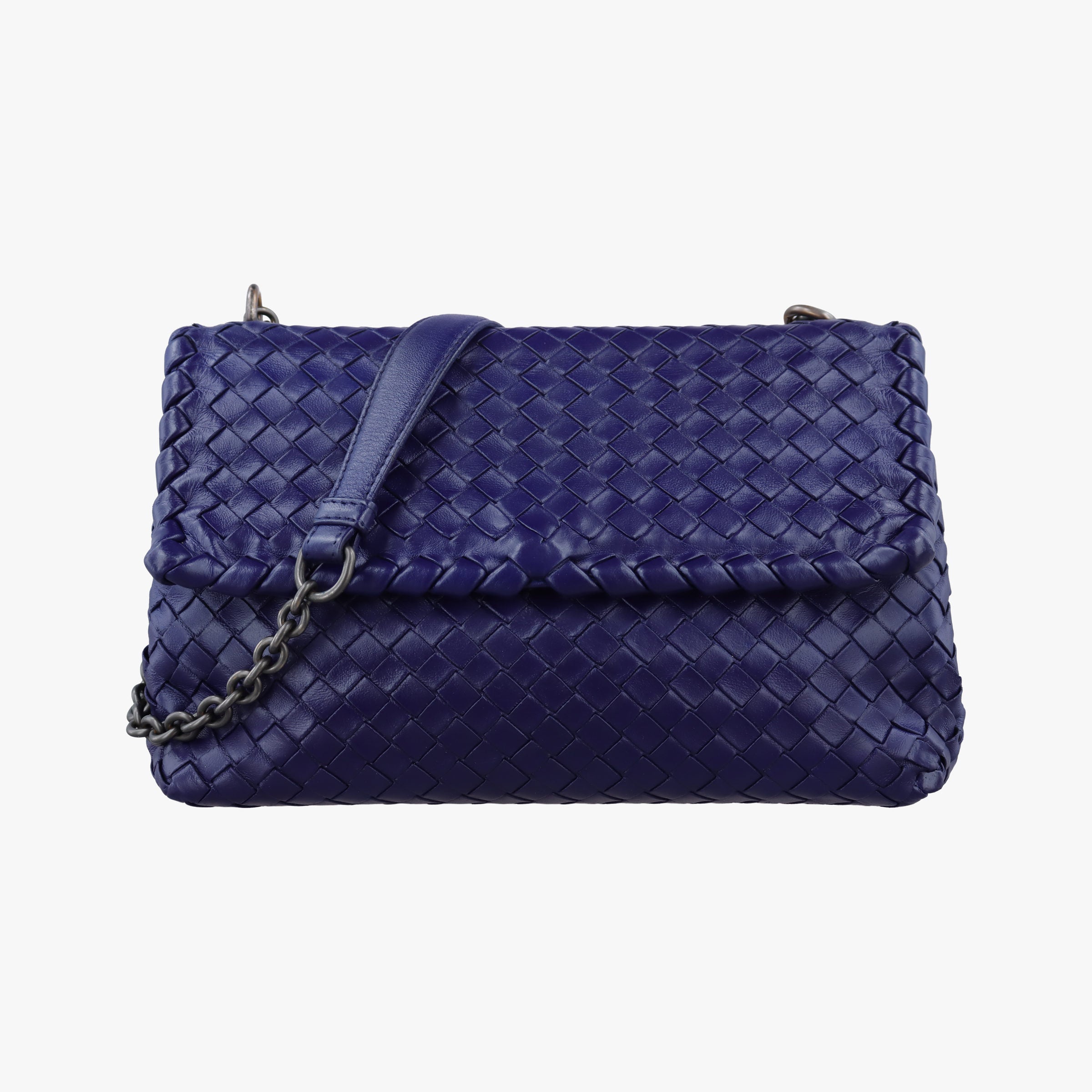 Pre-owned Bottega Veneta Intrecciato Olimpia Navy lambskin  shoulderbag | stylenewstar