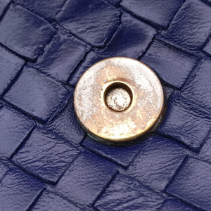 Pre-owned Bottega Veneta Intrecciato Olimpia Navy lambskin  shoulderbag | stylenewstar