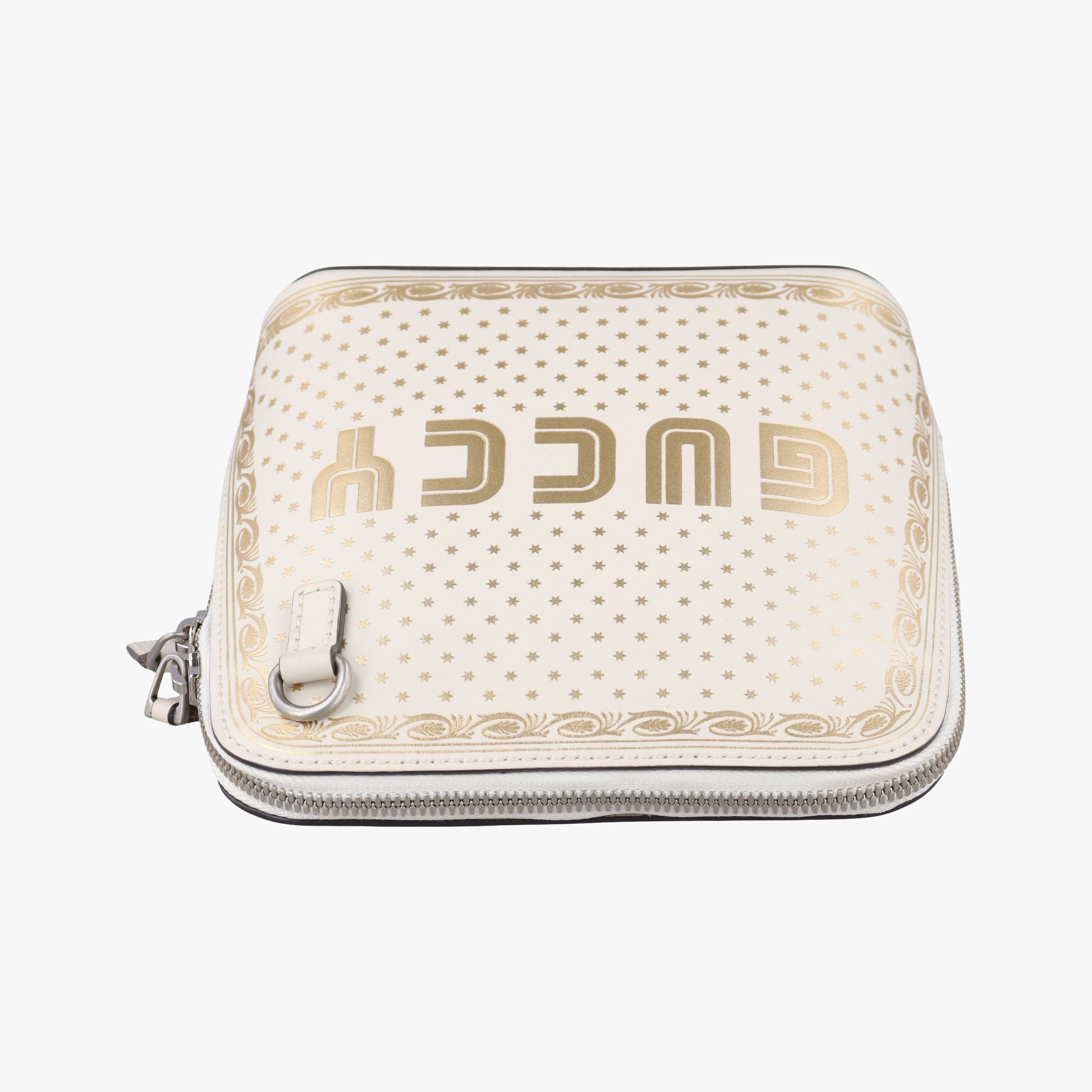 Vintage Gucci SEGA collaboration GUCCY print White Leather 511189 shoulderbag | stylenewstar