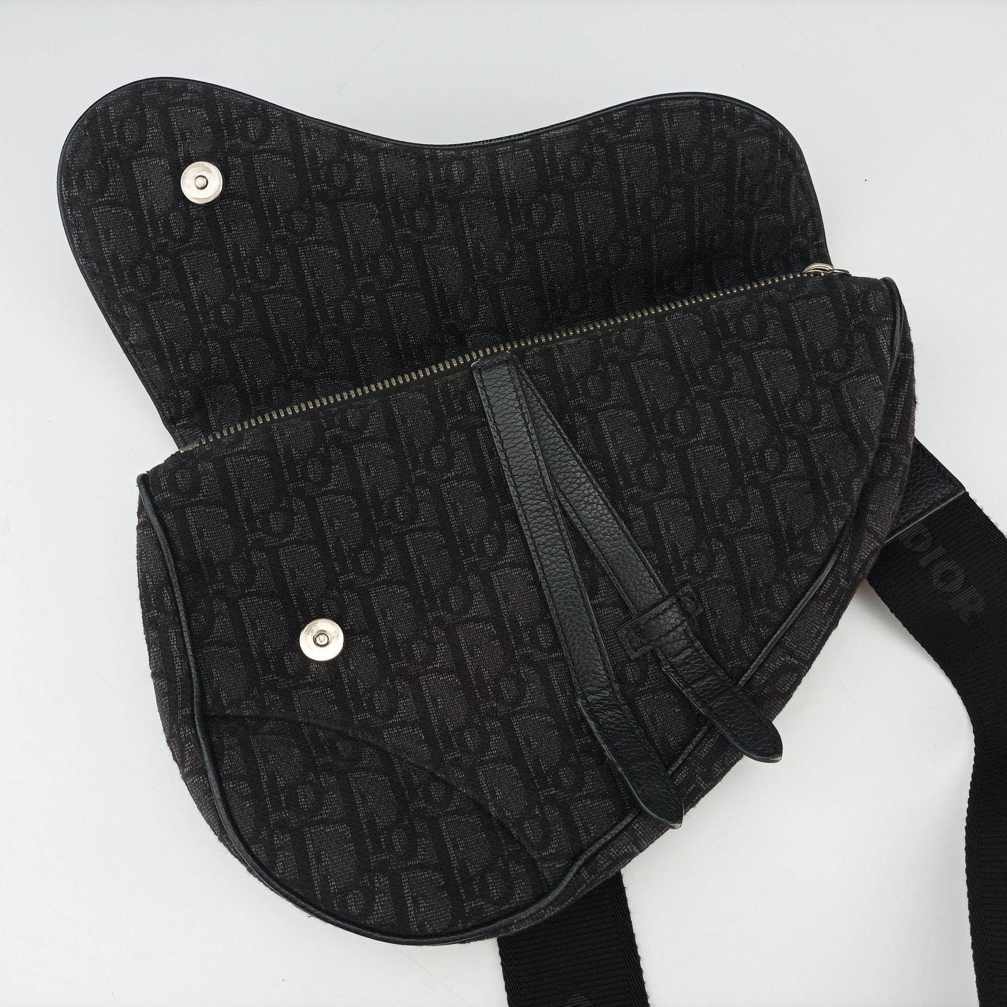 Pre-owned Christian Dior Saddle Black Jacquard  bum bag/waist bag | stylenewstar