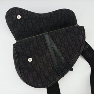Pre-owned Christian Dior Saddle Black Jacquard  bum bag/waist bag | stylenewstar