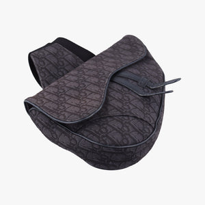 Pre-owned Christian Dior Saddle Black Jacquard  bum bag/waist bag | stylenewstar