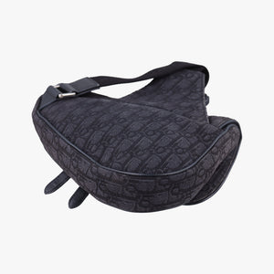 Pre-owned Christian Dior Saddle Black Jacquard  bum bag/waist bag | stylenewstar