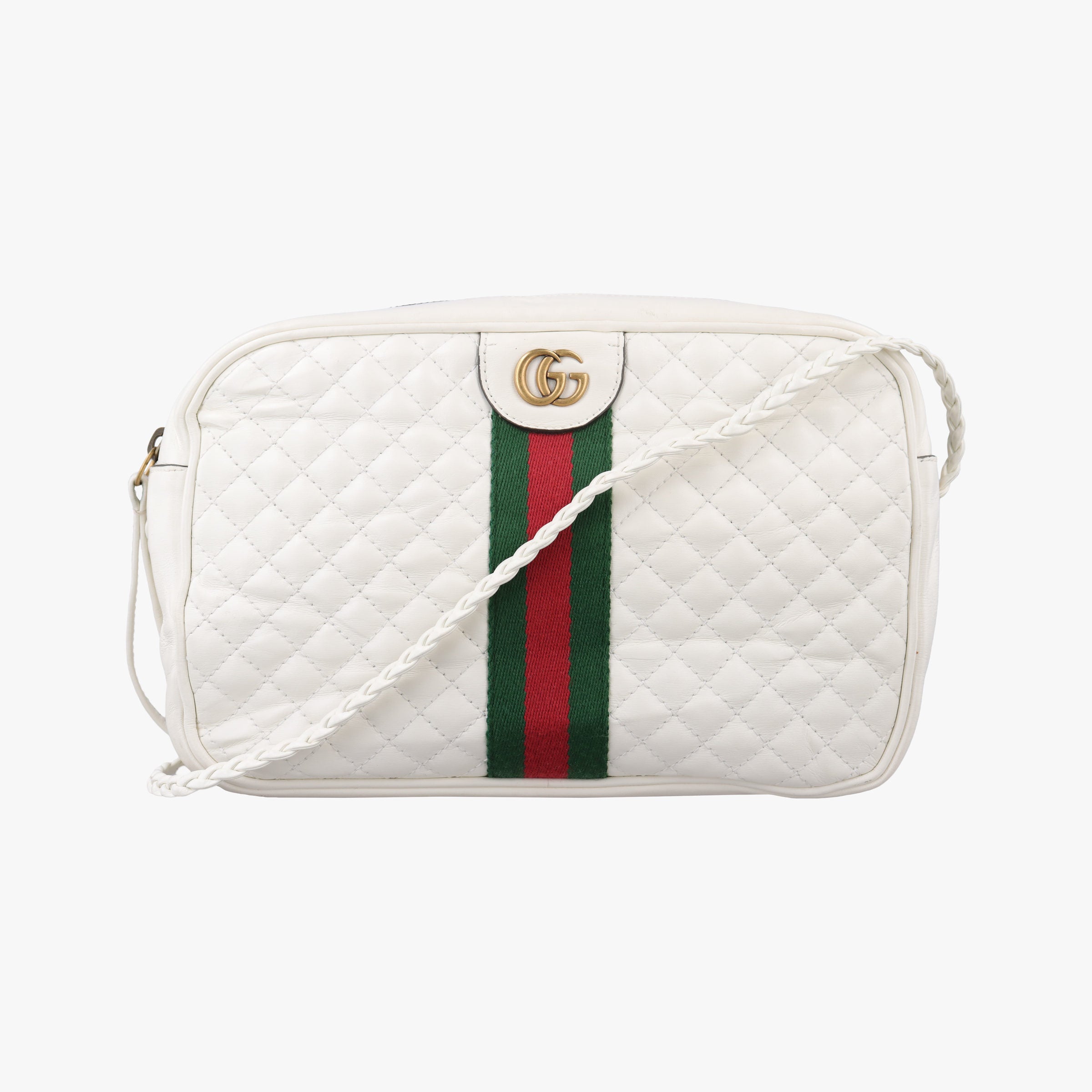 Pre-owned Gucci GG Marmont Pochette White Leather 541051 shoulderbag | stylenewstar