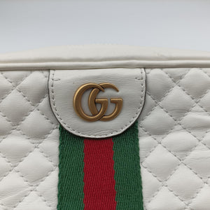 Pre-owned Gucci GG Marmont Pochette White Leather 541051 shoulderbag | stylenewstar