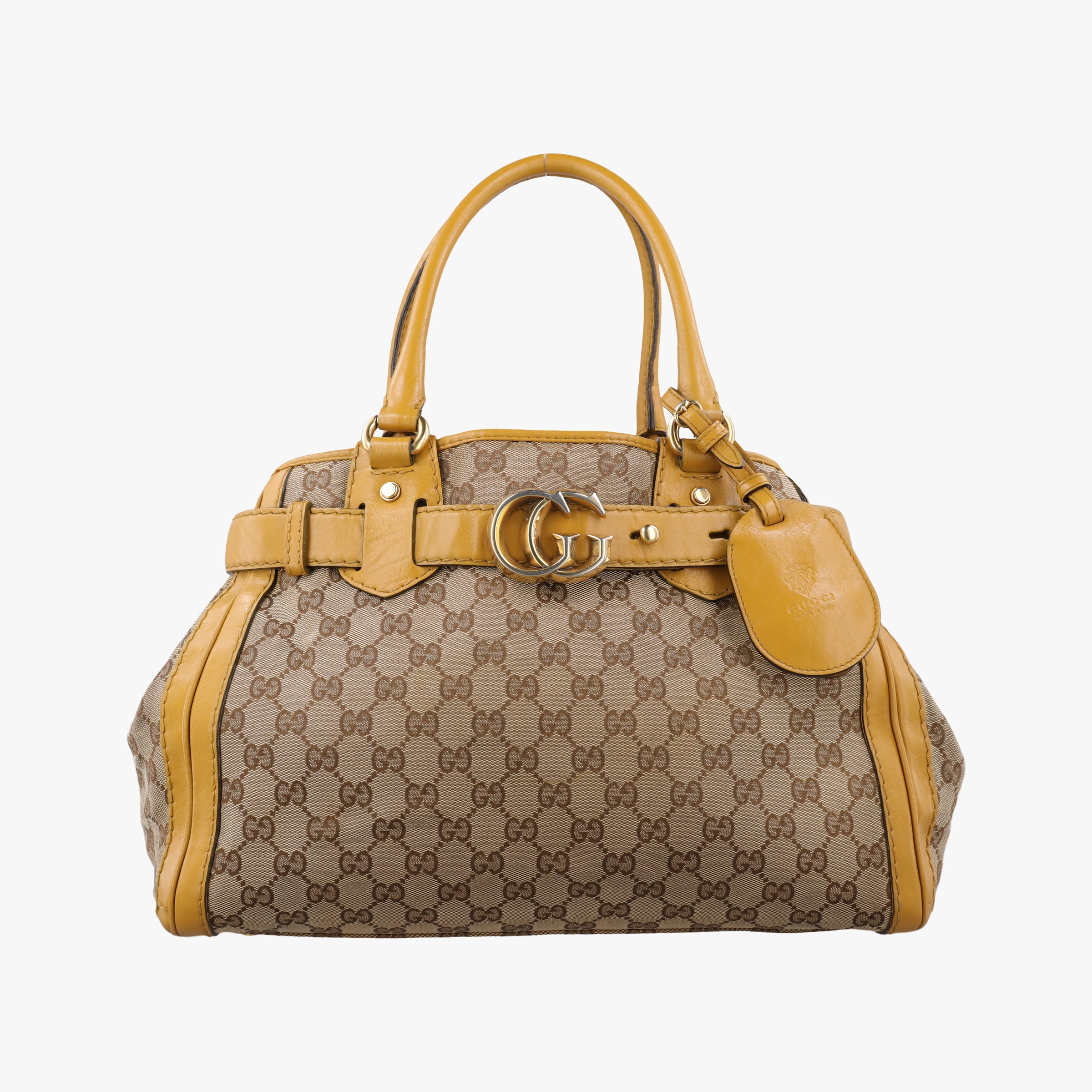 Secondhand Gucci GG Running Beige×Yellow canvas×leather 247183 handbag | stylenewstar