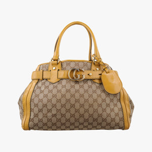 Secondhand Gucci GG Running Beige×Yellow canvas×leather 247183 handbag | stylenewstar