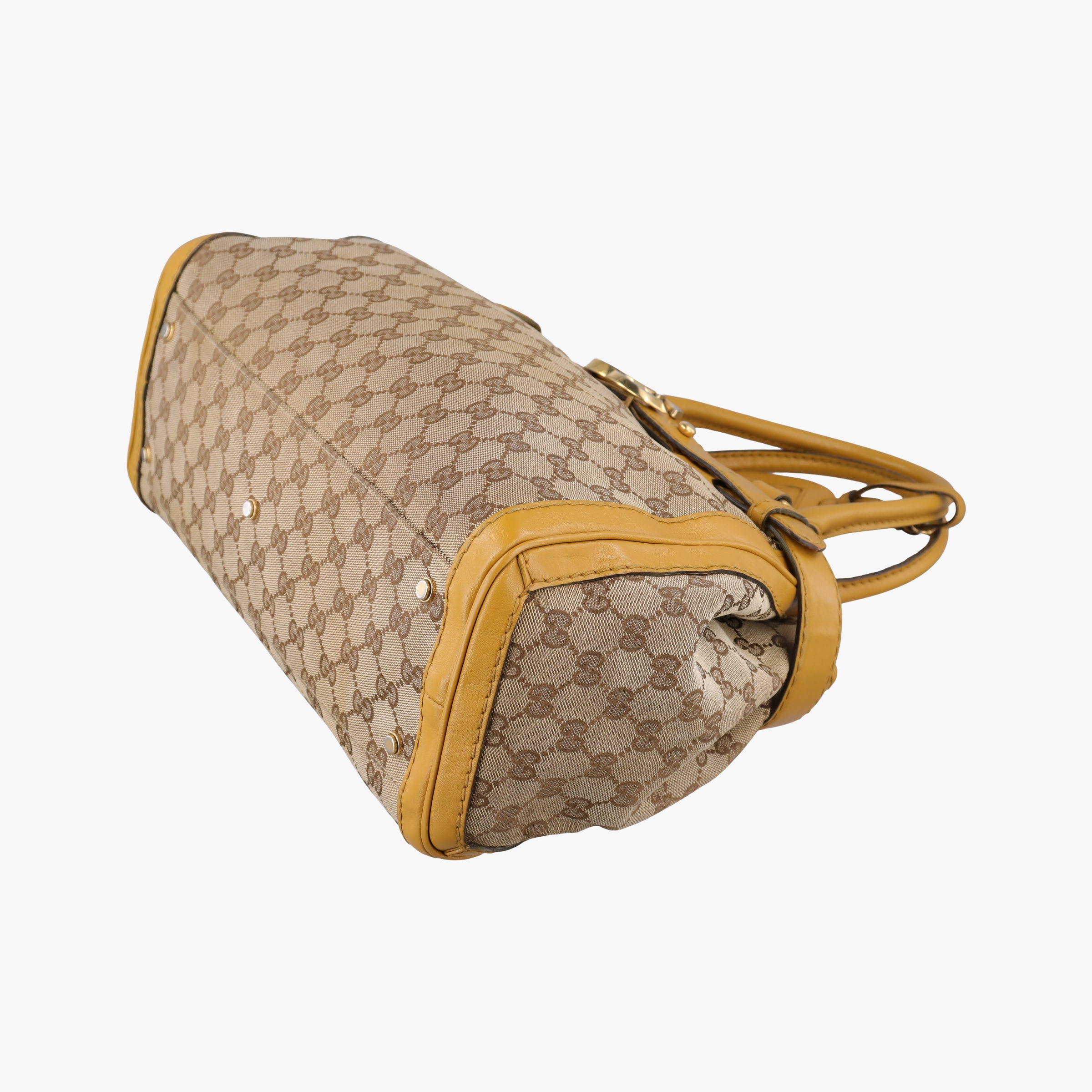 Secondhand Gucci GG Running Beige×Yellow canvas×leather 247183 handbag | stylenewstar