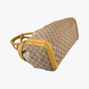 Secondhand Gucci GG Running Beige×Yellow canvas×leather 247183 handbag | stylenewstar