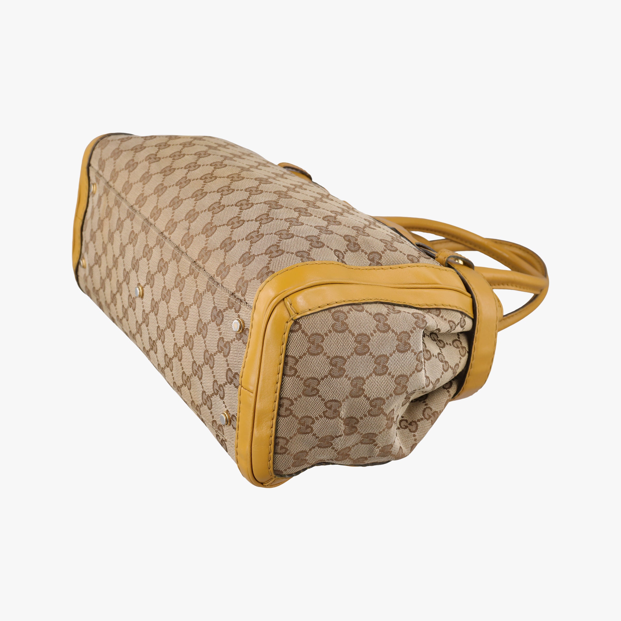 Secondhand Gucci GG Running Beige×Yellow canvas×leather 247183 handbag | stylenewstar