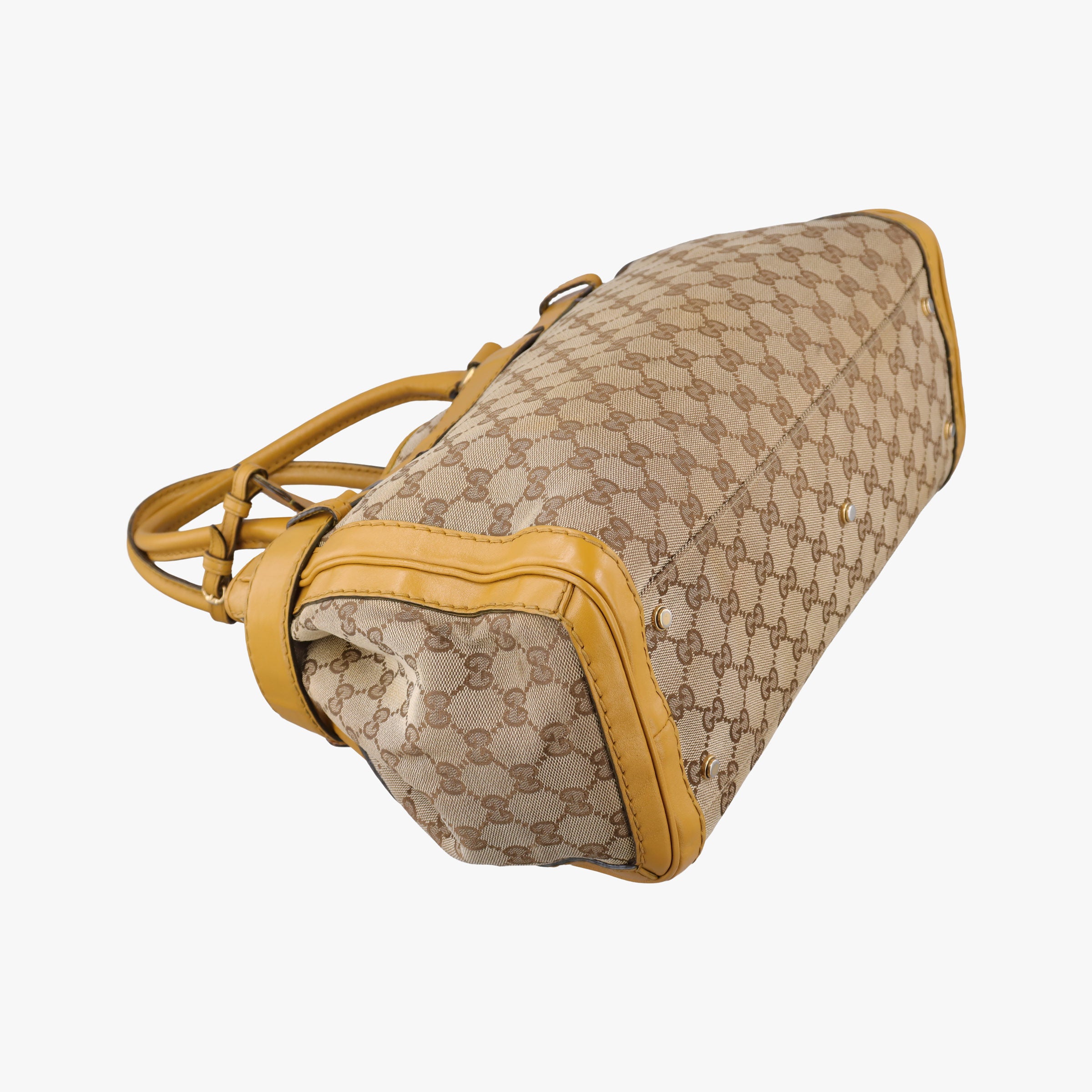 Secondhand Gucci GG Running Beige×Yellow canvas×leather 247183 handbag | stylenewstar