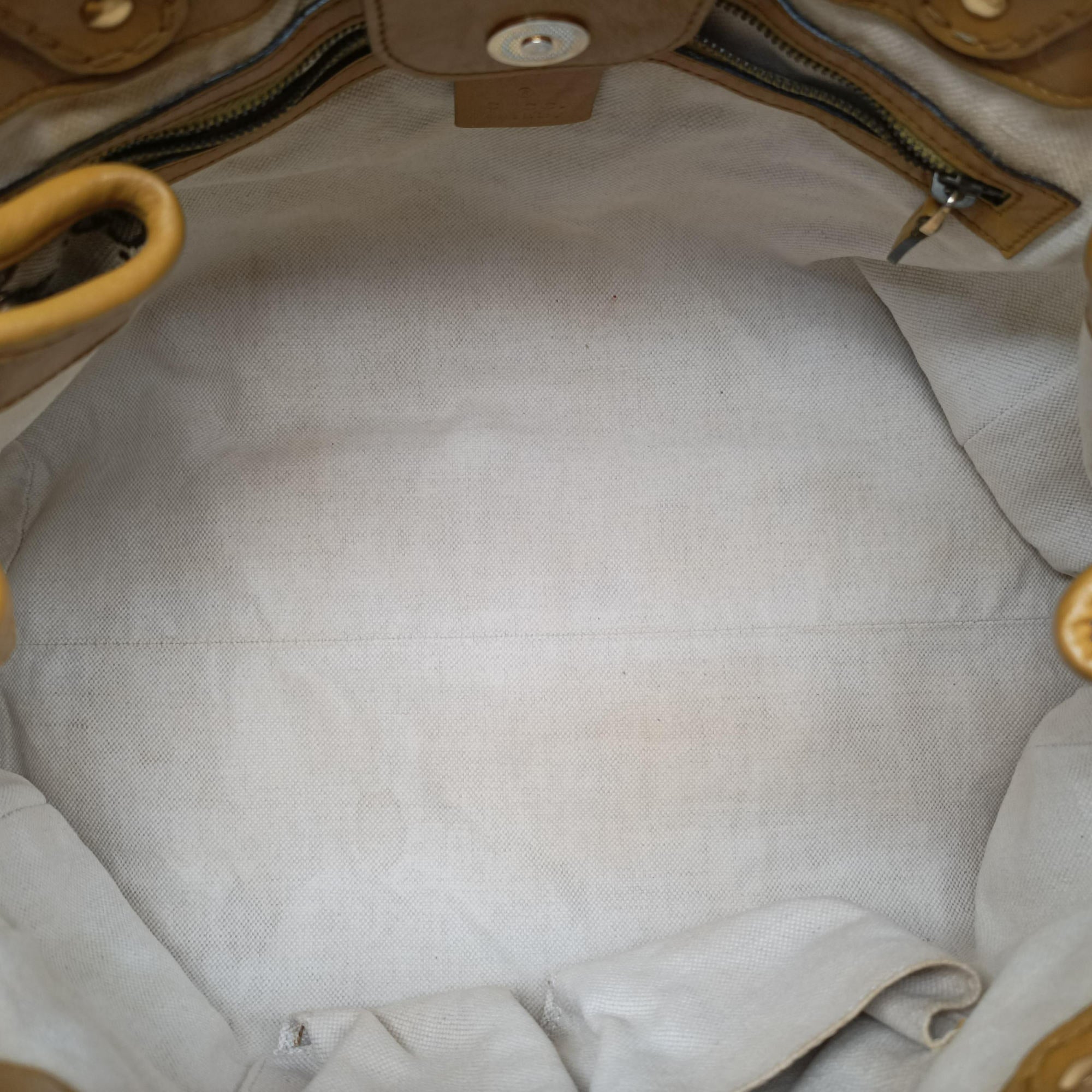 Secondhand Gucci GG Running Beige×Yellow canvas×leather 247183 handbag | stylenewstar