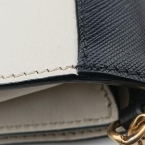 Pre-owned Prada Astrology Cahier White×Black Saffiano leather×Leather  shoulderbag | stylenewstar