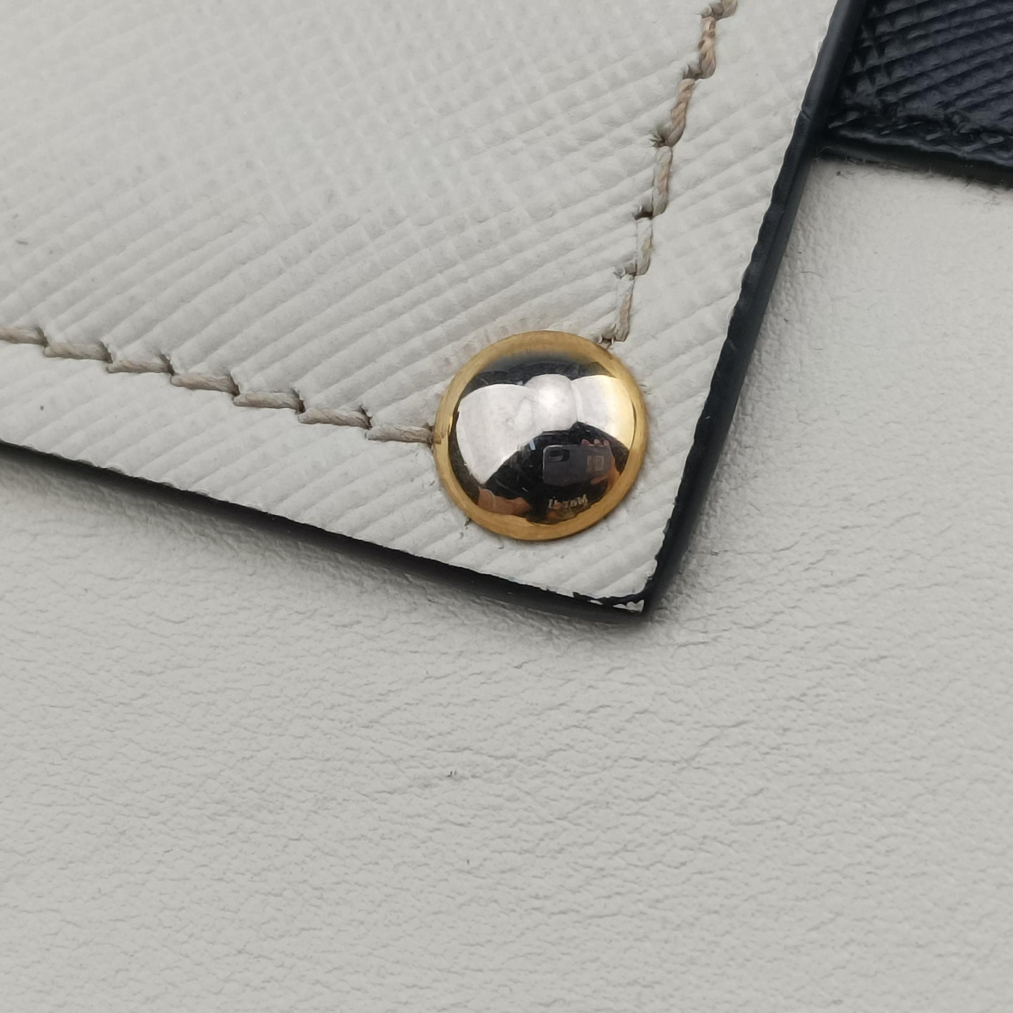 Pre-owned Prada Astrology Cahier White×Black Saffiano leather×Leather  shoulderbag | stylenewstar
