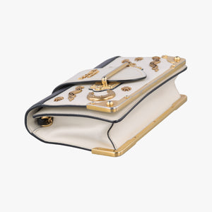 Pre-owned Prada Astrology Cahier White×Black Saffiano leather×Leather  shoulderbag | stylenewstar