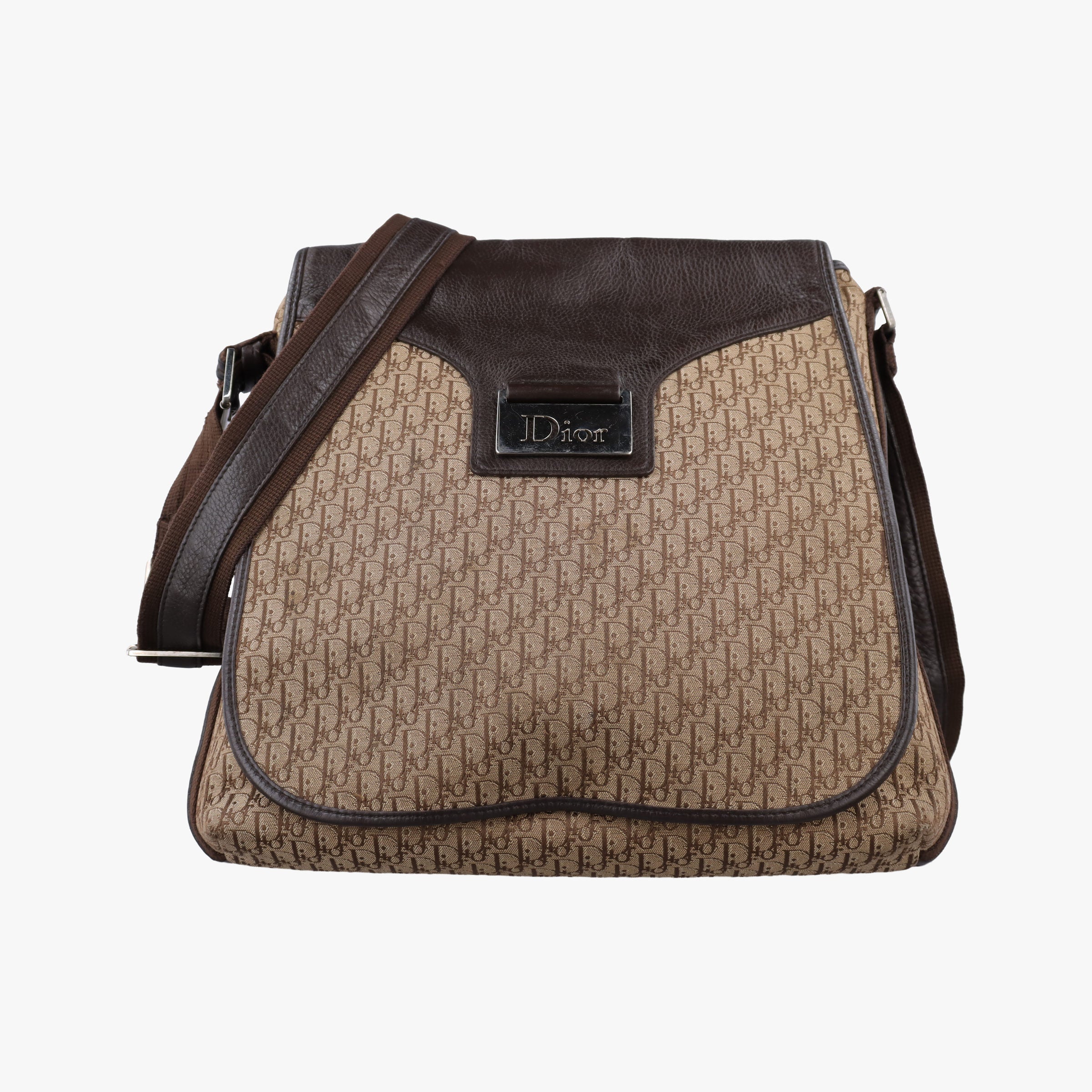 Pre-owned Christian Dior Street Chic Messenger Brown ×Beige Jacquard Canvas×Leather  shoulderbag | stylenewstar