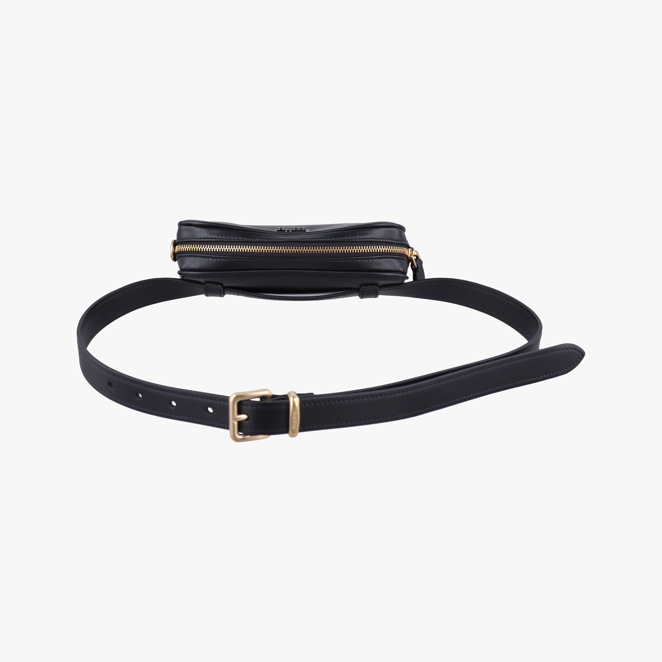 Vintage Miu Miu Logo belt Black leather  bum bag/waist bag | stylenewstar