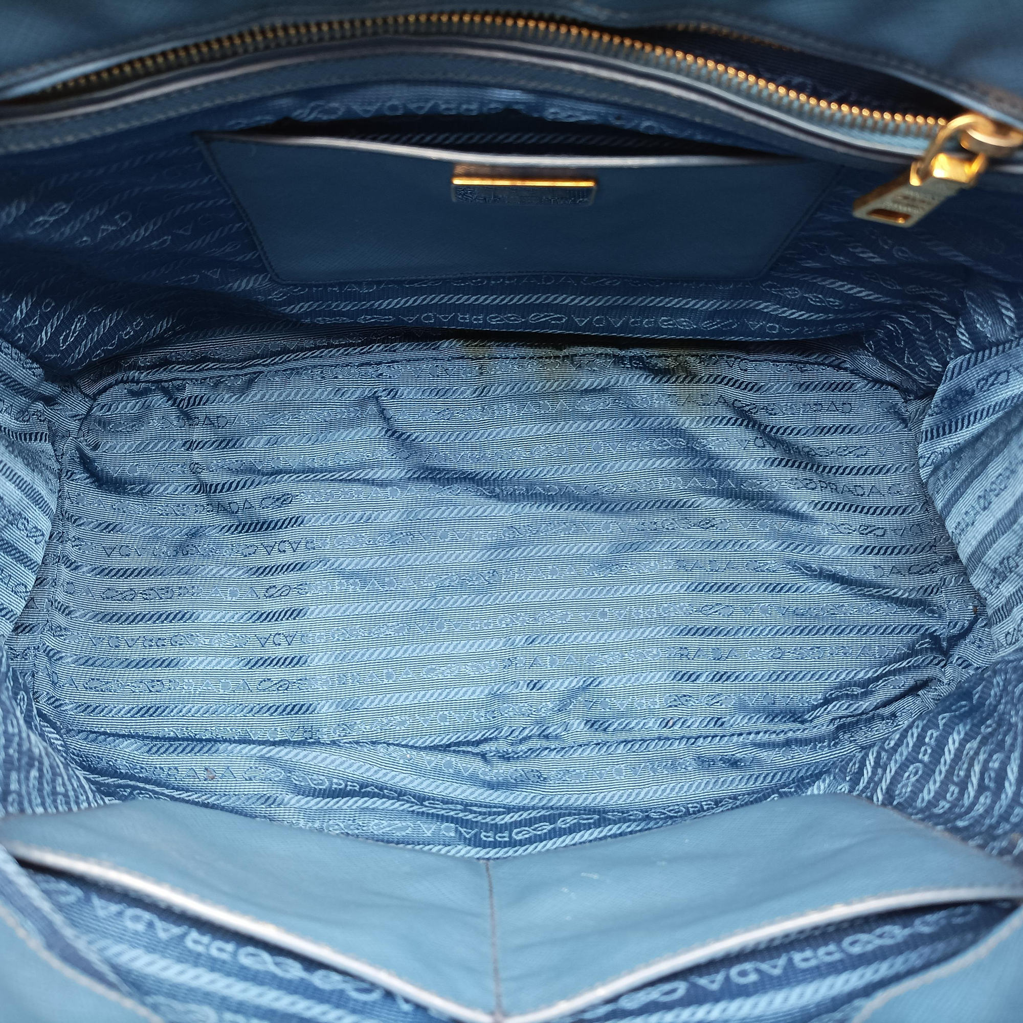 Pre-owned Prada Galleria Blue SAFFIANO Leather BN1786 handbag | stylenewstar
