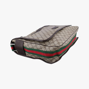 Pre-owned Gucci GG Supreme DiaperBag Brown PVC coated canvas 189748 shoulderbag | stylenewstar