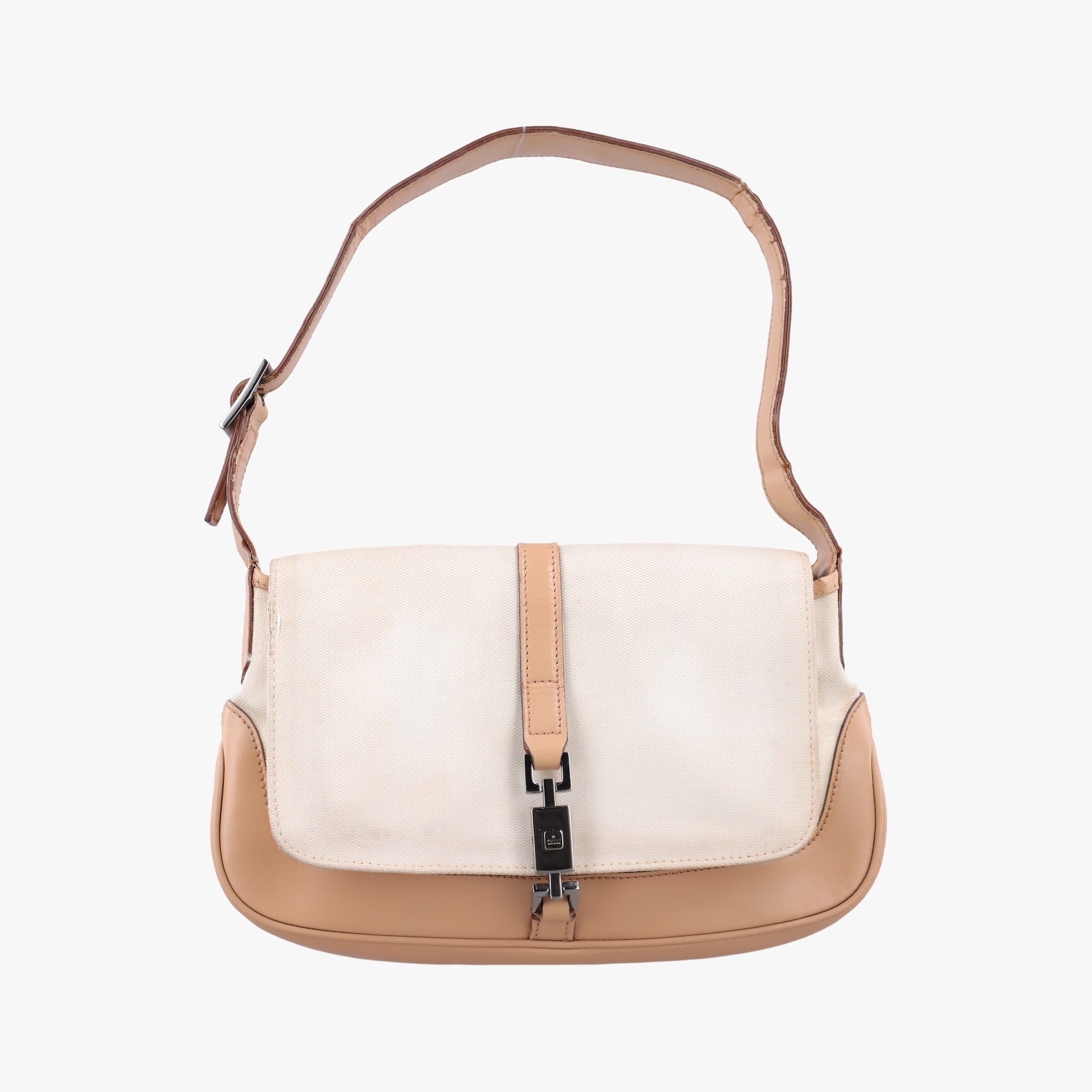 Secondhand Gucci Jackie White× Brown Canvas × Leather 001 38 shoulderbag | stylenewstar