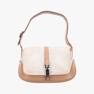 Secondhand Gucci Jackie White× Brown Canvas × Leather 001 38 shoulderbag | stylenewstar