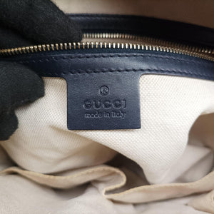 Pre-owned Gucci Sherry Line navy×red×beige Leather×canvas 269876 shoulderbag | stylenewstar