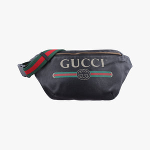Vintage Gucci Print Black Leather 530412 bum bag/waist bag | stylenewstar