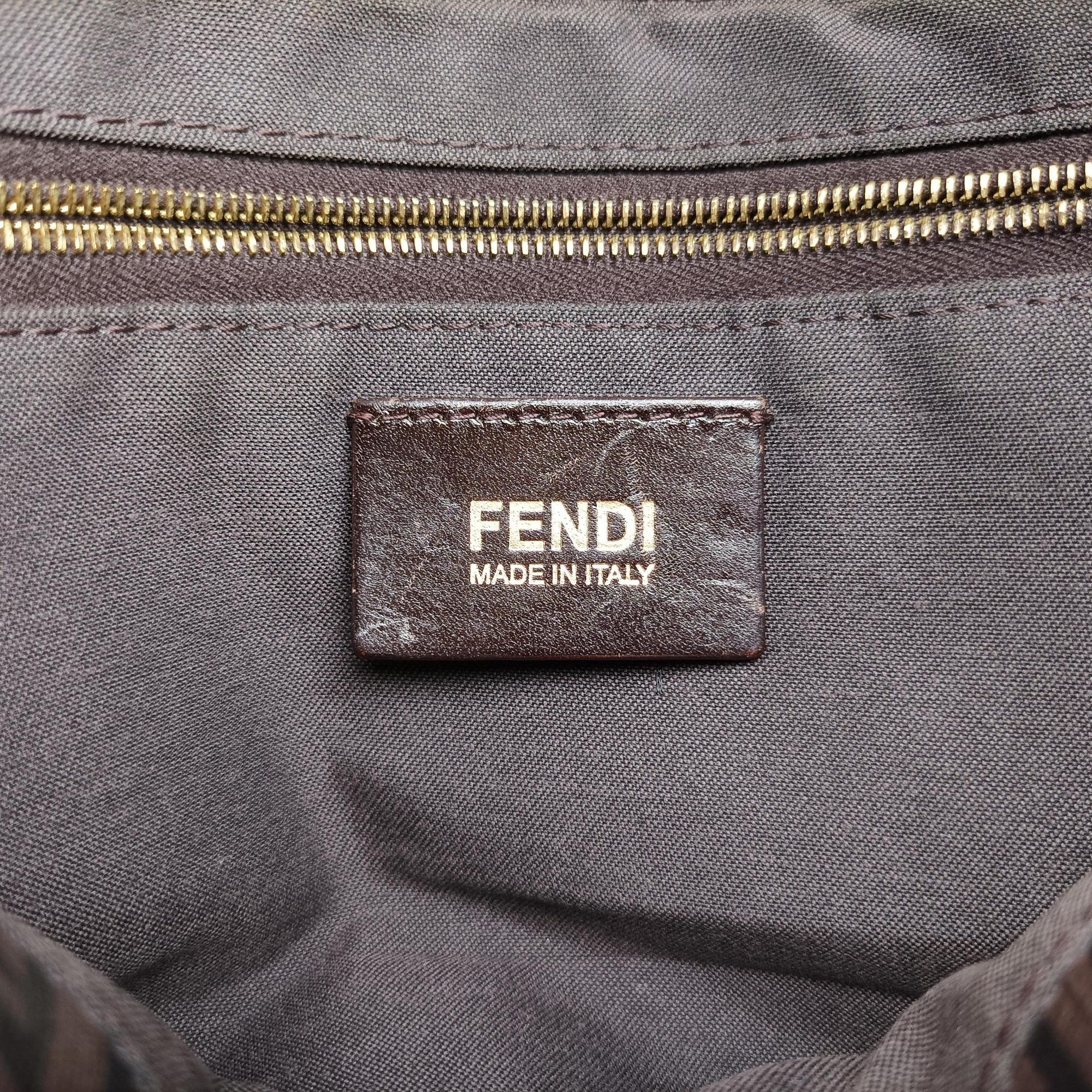 Vintage Fendi Baguette Zucchino Brown PVC coated canvas 8BR001 shoulderbag | stylenewstar